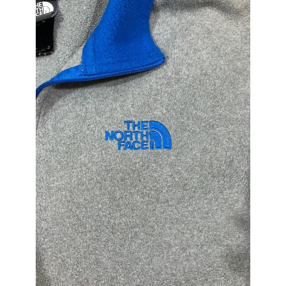 Mens THE NORTH FACE Fleece 1/4 Zip Size Large Gray And Blue Long Sleeve‎